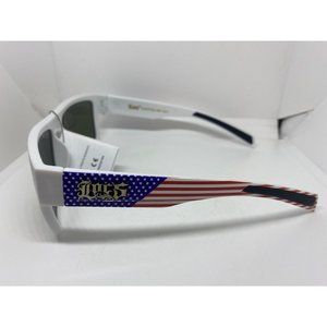 LOCS Hardcore Gangster Sunglasses Lowrider Biker White Yellow American Flag NEW